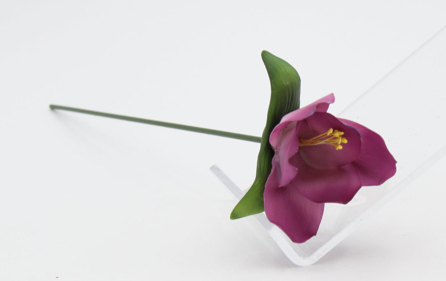 Ceramic Mauve Flower with Stem Gift for Her Gift for Mom Romantic Decor Valentines Decor - flower