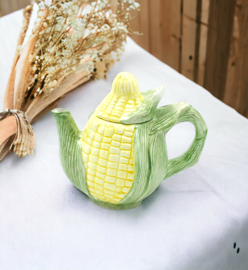Ceramic Mini Corn Teapot Gift for Her Gift for Mom Tea Party Décor Café Décor Farmhouse Kitchen Décor - teapot