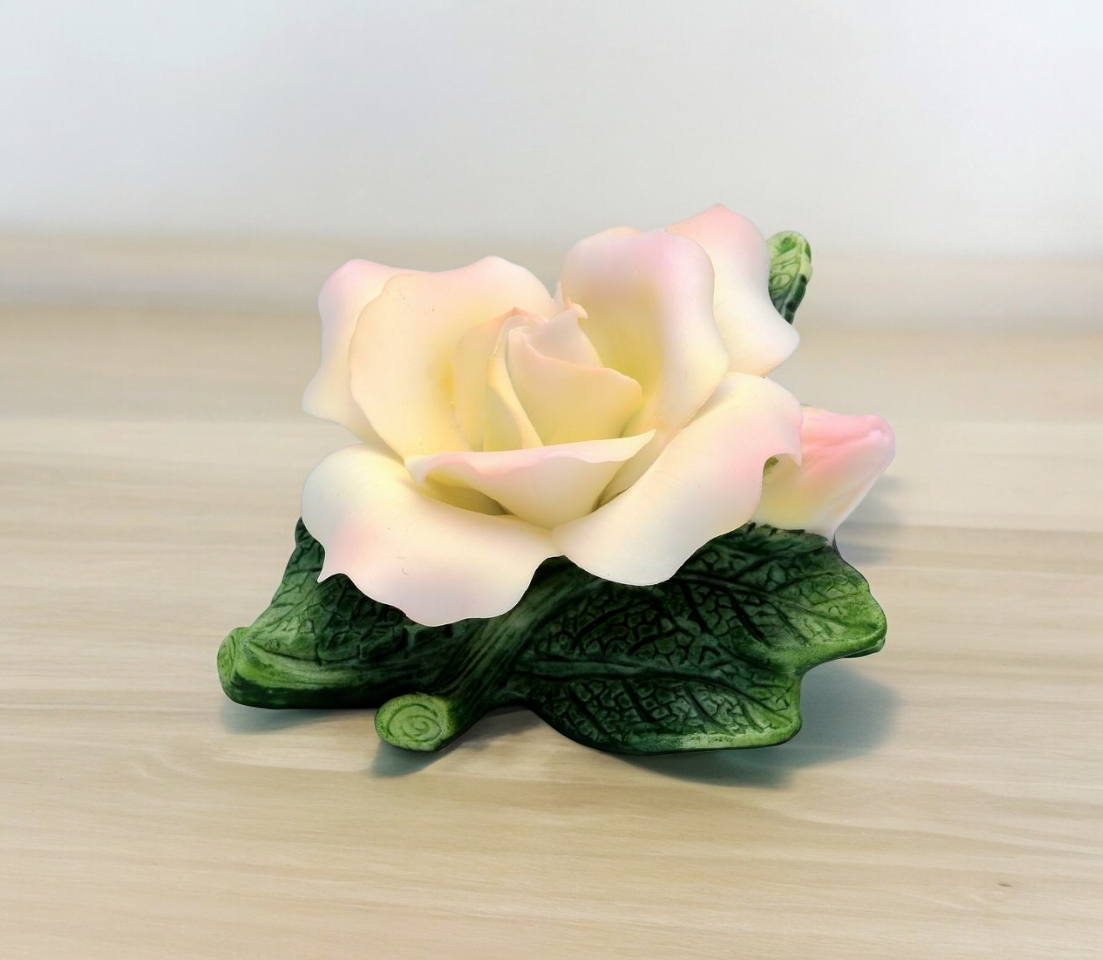 Ceramic Mini Peace Rose Flower Figurine Home Decor Gift for Her Gift for Mom - Figurine