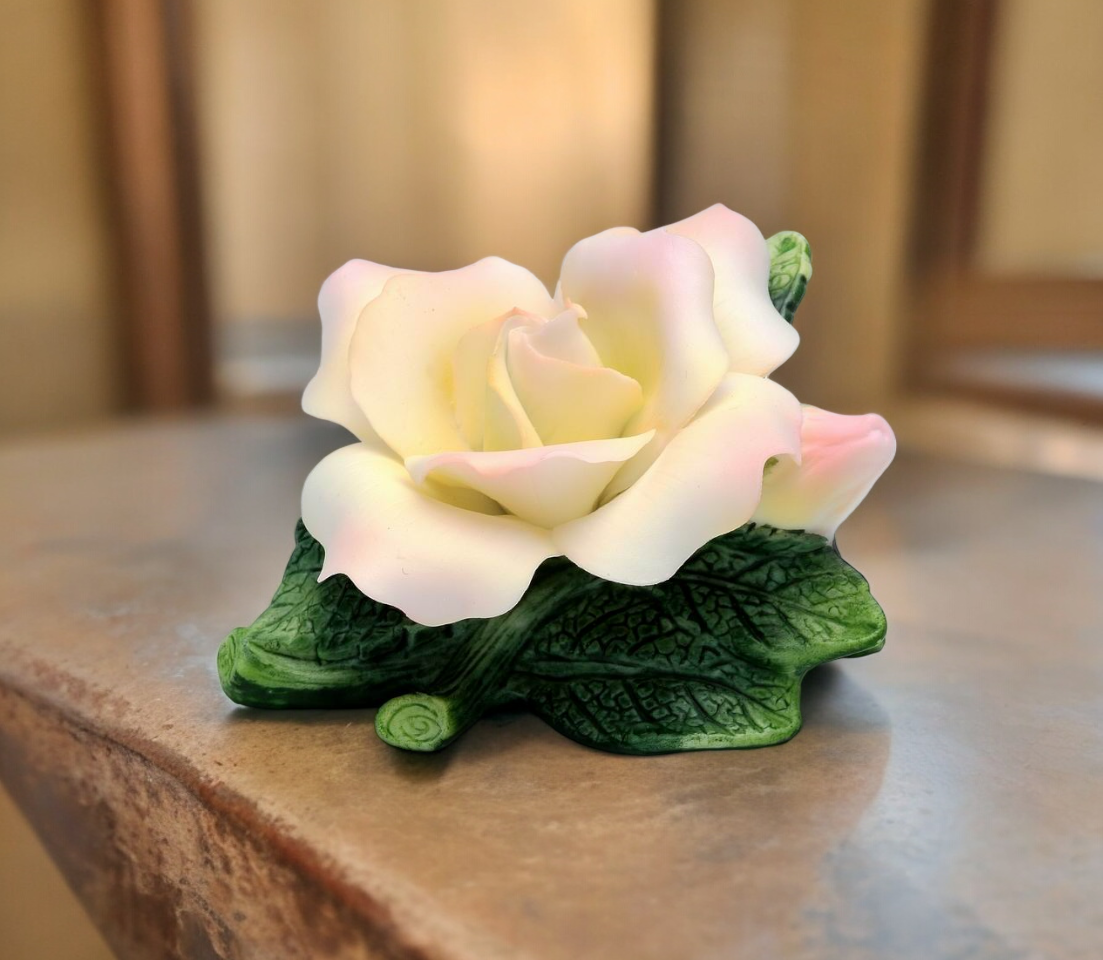 Ceramic Mini Peace Rose Flower Figurine Home Decor Gift for Her Gift for Mom - Figurine