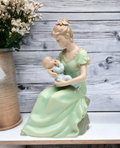 Ceramic Mom Holding Baby Boy Music Box Home Décor Nursery Room Décor Baby Shower Gift - Music Boxes