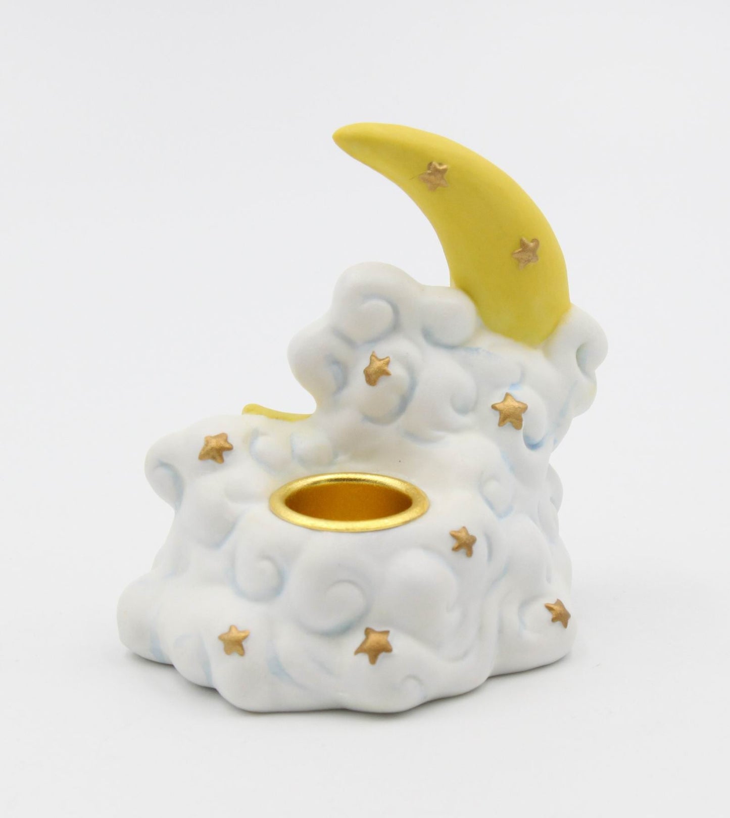 Ceramic Moon with Clouds Candle Holder Home Décor Gift for Her Gift for Mom Nursery Room Decor - Candle holder