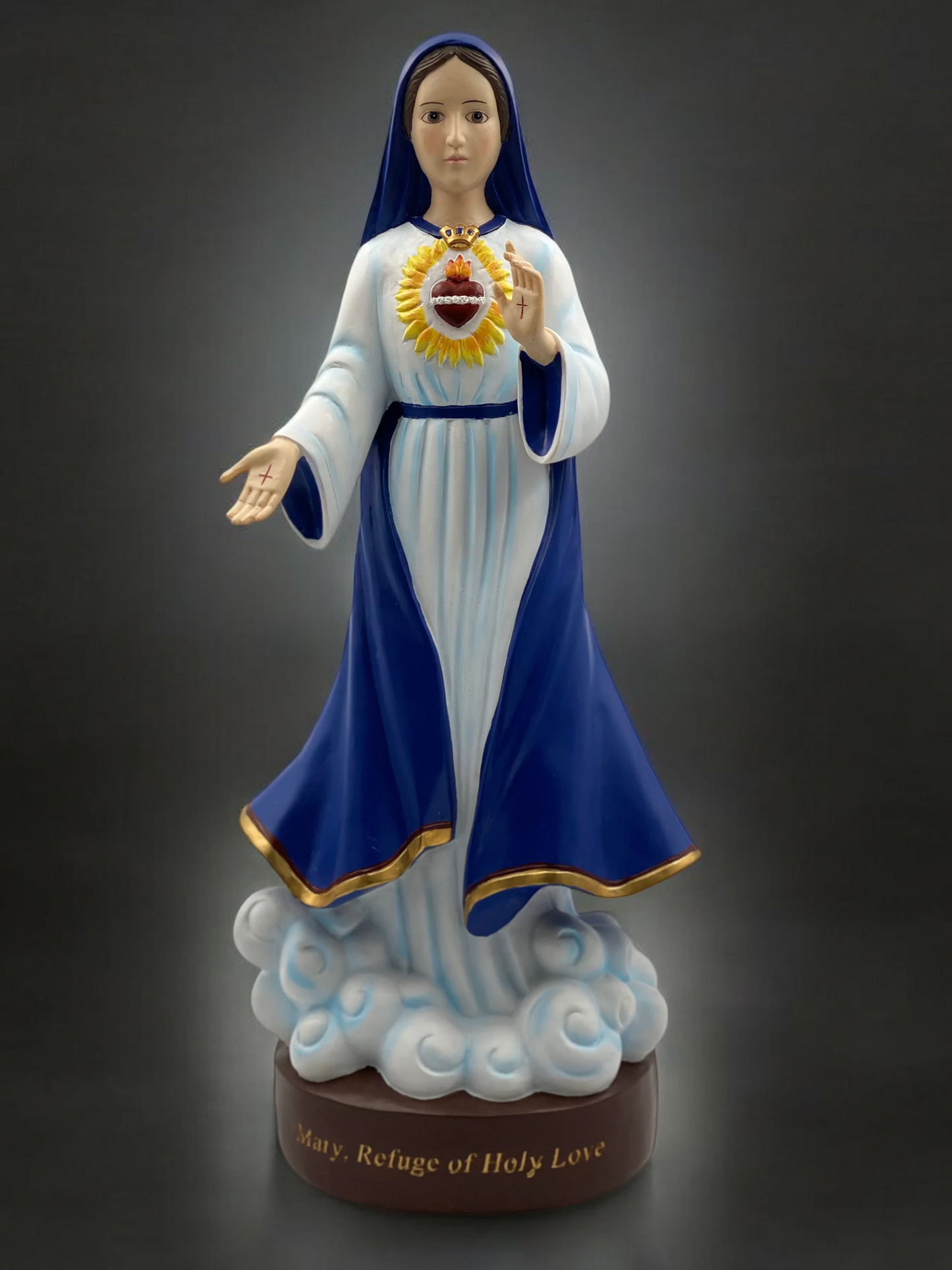 Ceramic Mother Mary Statue Refuge of Holy Love Religious Gift or Decor - Sculptures & Statues