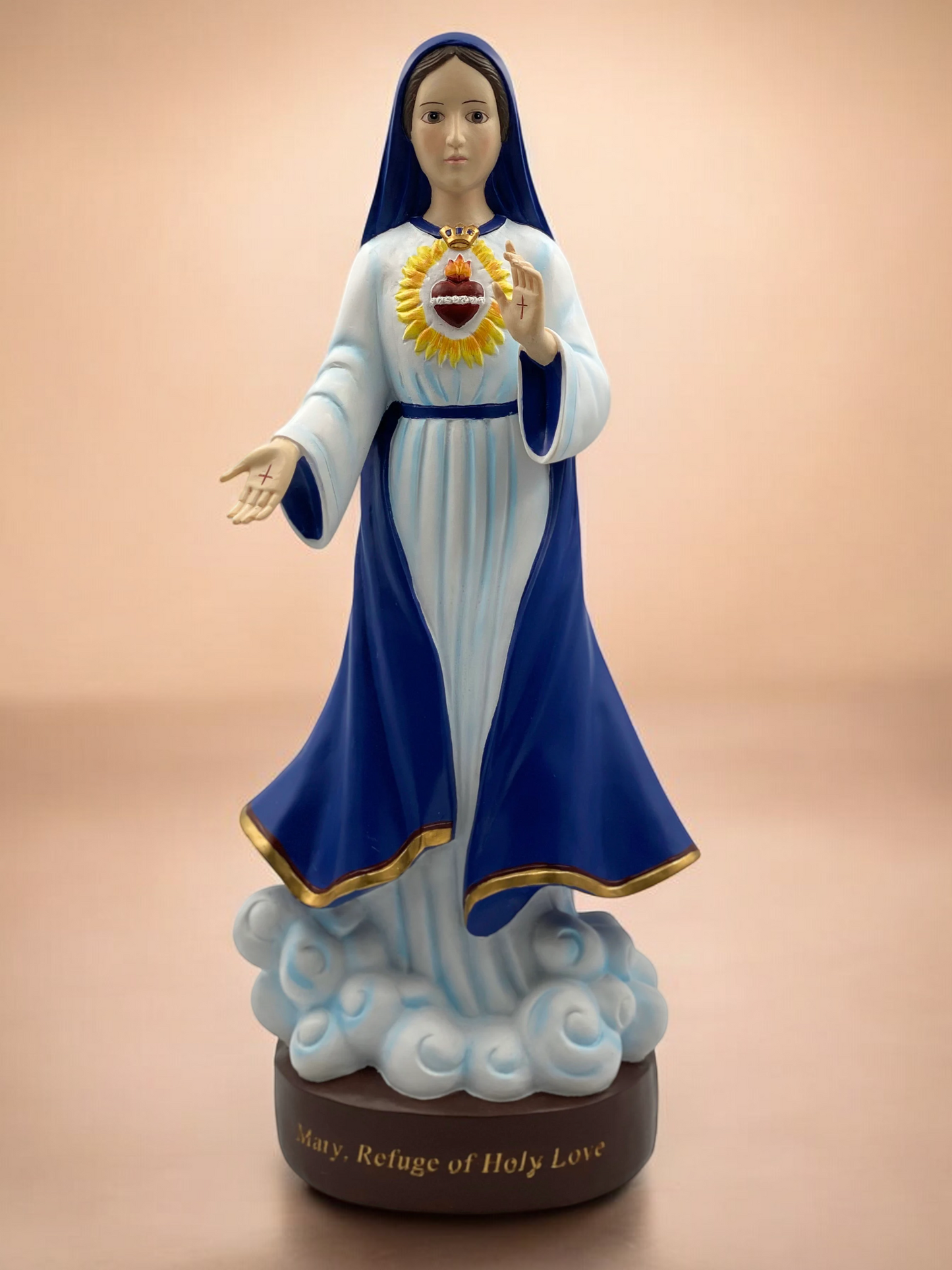 Ceramic Mother Mary Statue Refuge of Holy Love Religious Gift or Decor - Sculptures & Statues