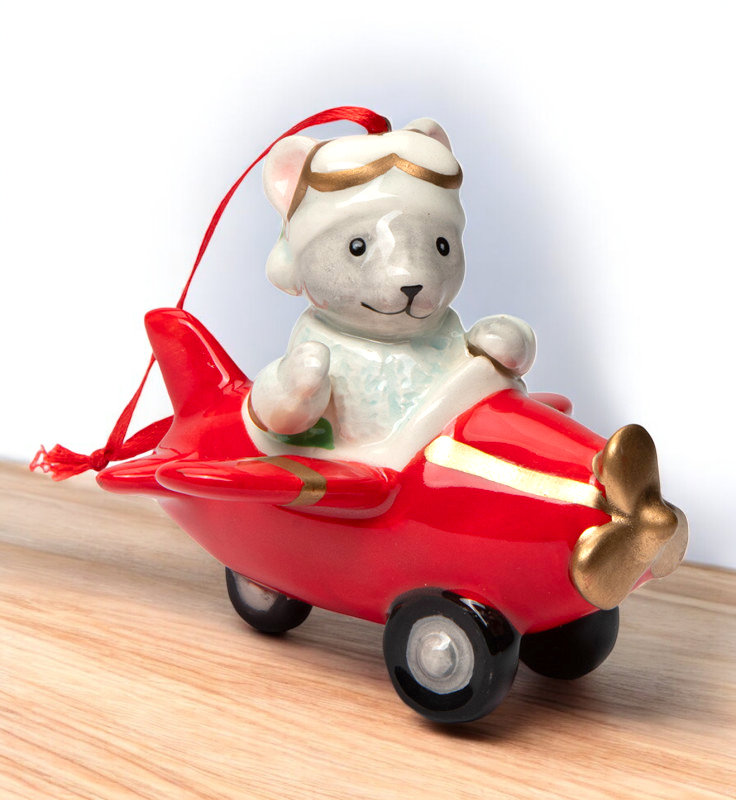 Ceramic Mouse Airplane Pilot Tree Ornament Home Décor Gift for Pilot Christmas tree Décor - Ornament