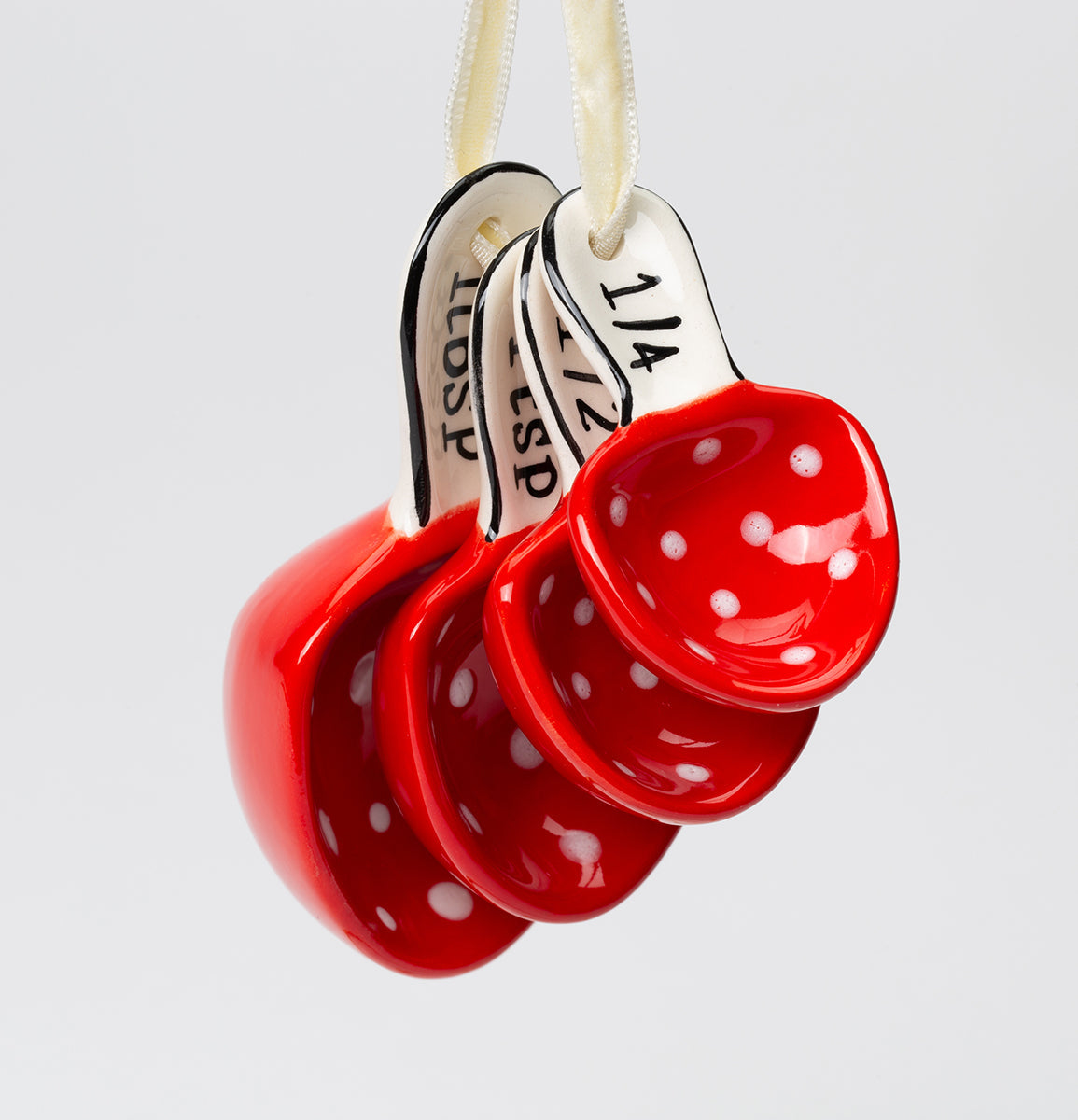 Ceramic Mushroom Measuring Spoons Set of 4 Gift for Baker Gift for Mom Kitchen Decor - Measuring Cups & Spoons