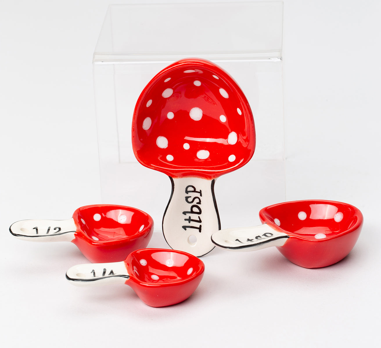 Ceramic Mushroom Measuring Spoons Set of 4 Gift for Baker Gift for Mom Kitchen Decor - Measuring Cups & Spoons