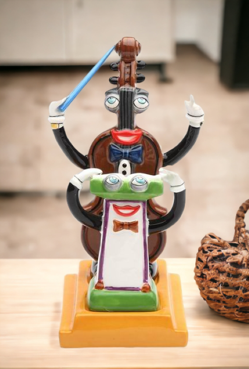Ceramic Music Conductor and Podium Salt and Pepper Shakers Home Decor Kitchen Decor Gift for Musician String Instrument