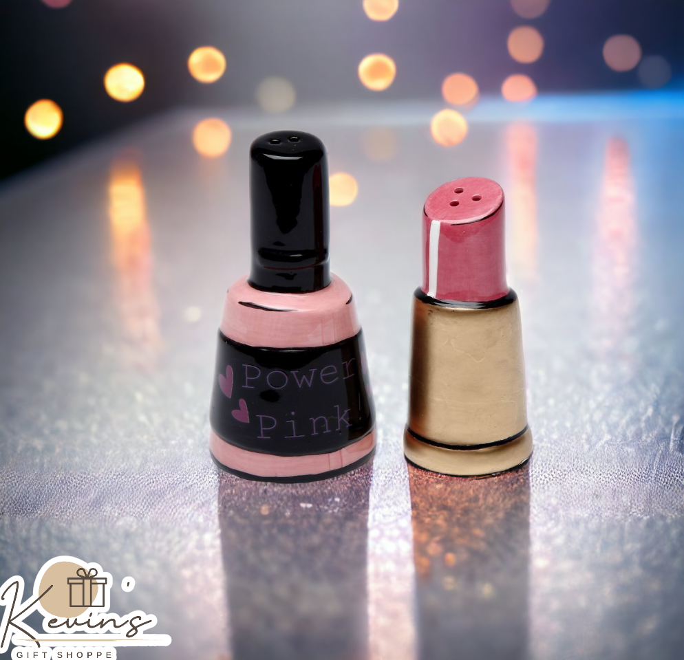 Ceramic Nail Polish And Lipstick Salt & Pepper Shakers Home Décor Gift for Her Gift for Mom Gift for Friend or Coworker