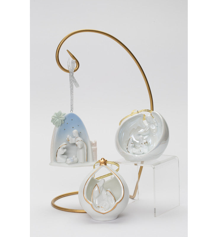 Ceramic Nativity Scene Christmas Tree Ornaments-Set of 3 Home Décor Gift for Her Gift for Mom Religious Décor Christmas