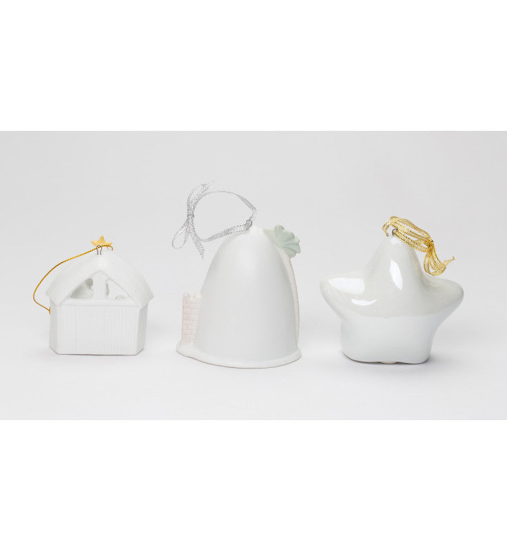 Ceramic Nativity Scene Christmas Tree Ornaments-Set of 3 Home Décor Gift for Her Gift for Mom Religious Décor Christmas