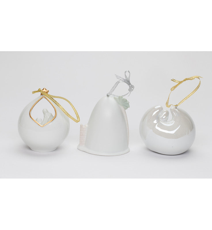Ceramic Nativity Scene Christmas Tree Ornaments-Set of 3 Home Décor Gift for Her Gift for Mom Religious Décor Christmas