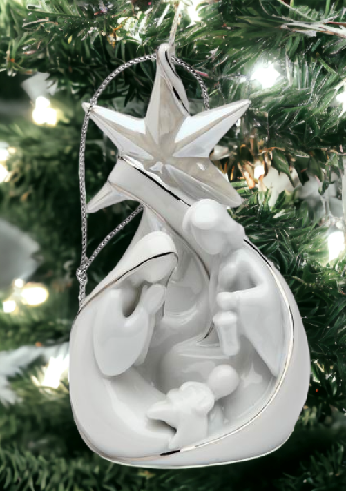 Ceramic Nativity Star With Holy Family Christmas Ornament Home Décor Religious Décor Religious Gift Church Décor