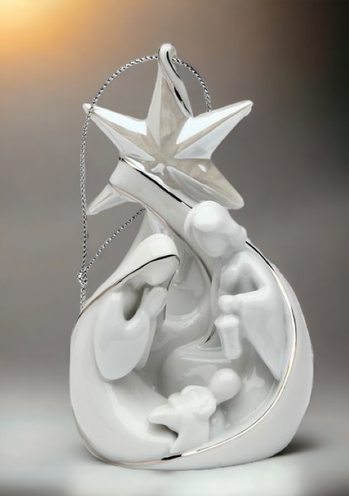 Ceramic Nativity Star With Holy Family Christmas Ornament Home Décor Religious Décor Religious Gift Church Décor