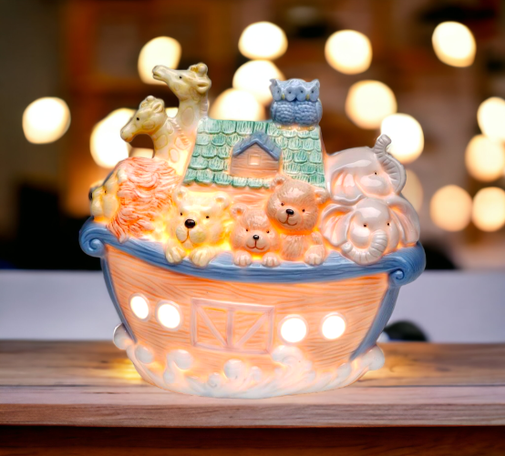 Ceramic Noah’s Ark Night Light Christmas Décor Religious Décor Religious Gift Church Décor Baptism Gift Easter Décor