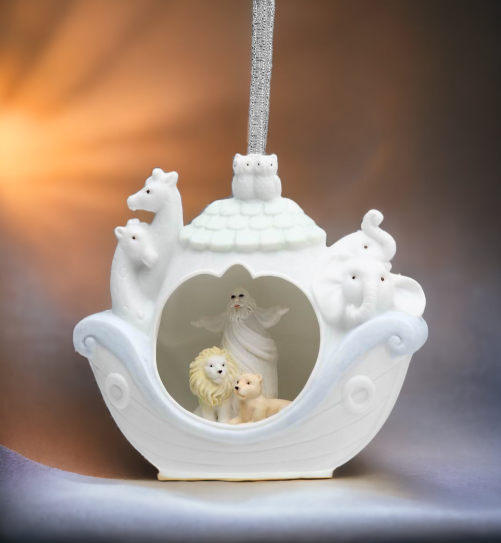 Ceramic Noah’s Ark Ornament Home Décor Religious Décor Religious Gift Church Décor Baptism Gift - Holiday Ornaments