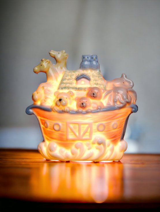 Ceramic Noah’s Ark Plug-In Night Light Home Décor Religious Décor Religious Gift Church Décor Baptism Gift Nursery Room