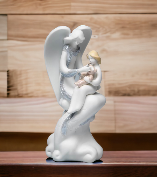 Ceramic Nursing Angel Figurine Home Décor Religious Décor Religious Gift Church Décor Baptism Gift Gift for New Mother