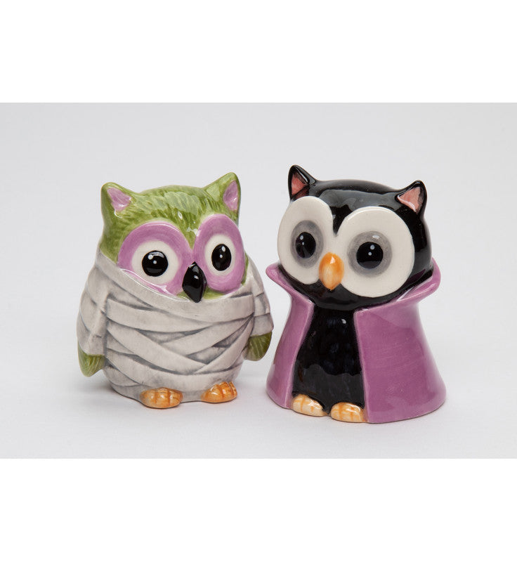 Ceramic Owl Dracula And Mummy Salt And Pepper Shakers Home Décor Gift for Her Gift for Mom Kitchen Décor Fall Décor