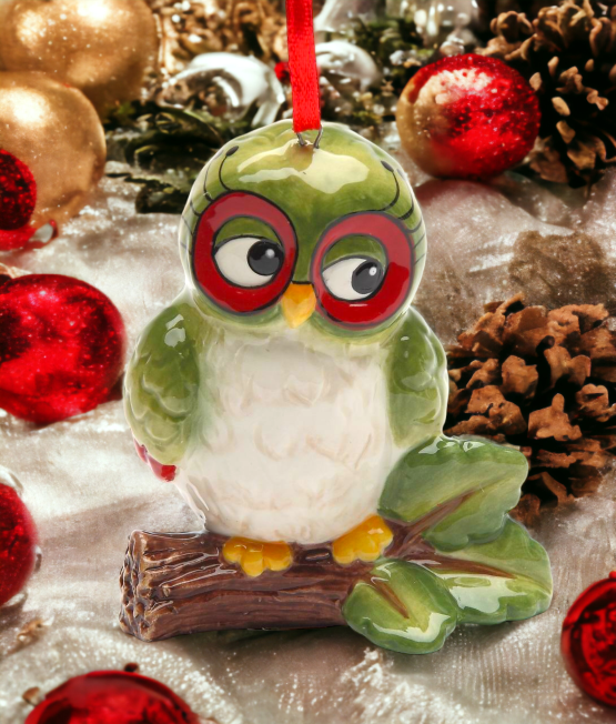 Ceramic Owl On The Tree Branch Ornament Home Décor Gift for Her Gift for Mom Kitchen Décor Birdwatcher Gift - Holiday