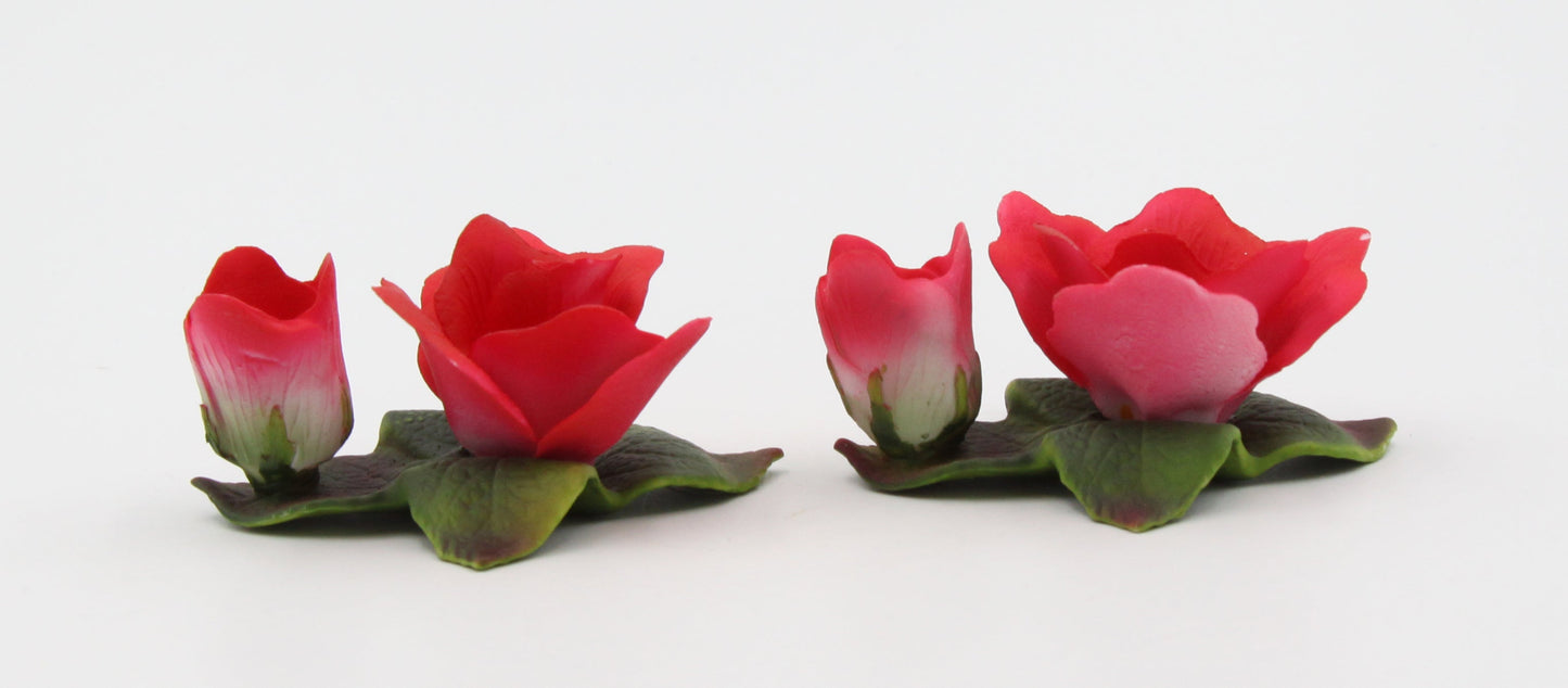 Ceramic Pair of Red Rose Flower Candle Holders Home Décor Gift for Her Wedding Decor Valentine’s Day Décor Romantic