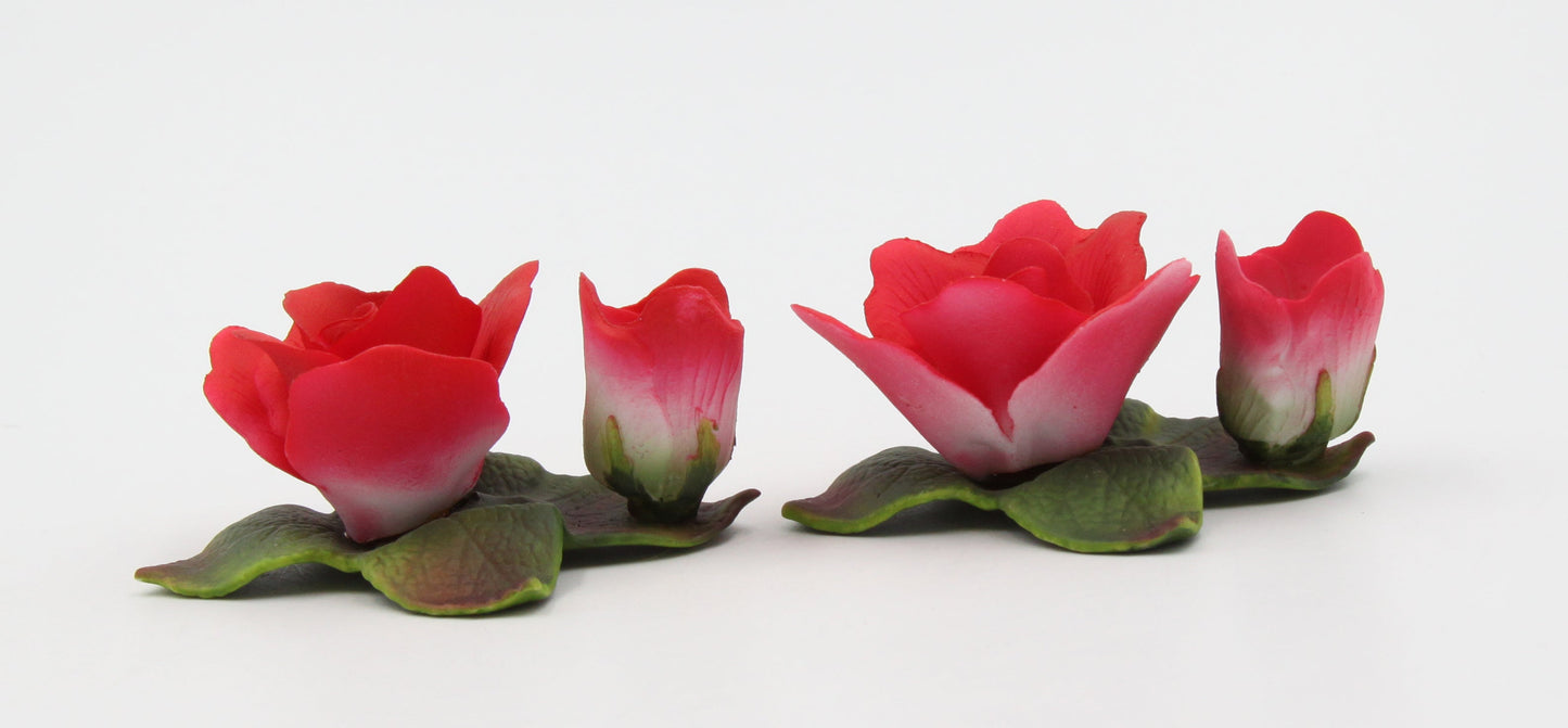 Ceramic Pair of Red Rose Flower Candle Holders Home Décor Gift for Her Wedding Decor Valentine’s Day Décor Romantic