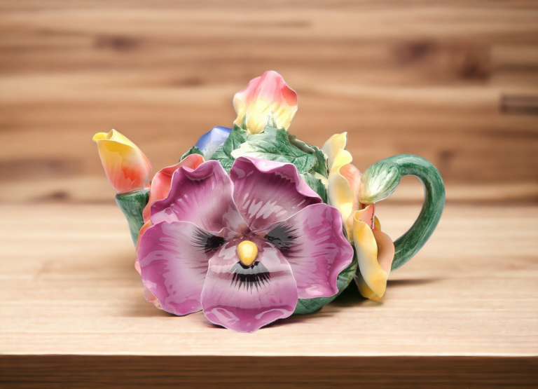 Ceramic Pansy Flower Teapot Gift for Her Gift for Mom Tea Party Décor Café Décor Spring Kitchen Decor - teapot