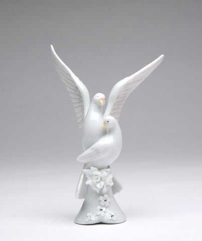 Ceramic Peace Doves with White Rose Flower Figurine Wedding Décor Wedding Gift Wedding Favor Anniversary Décor