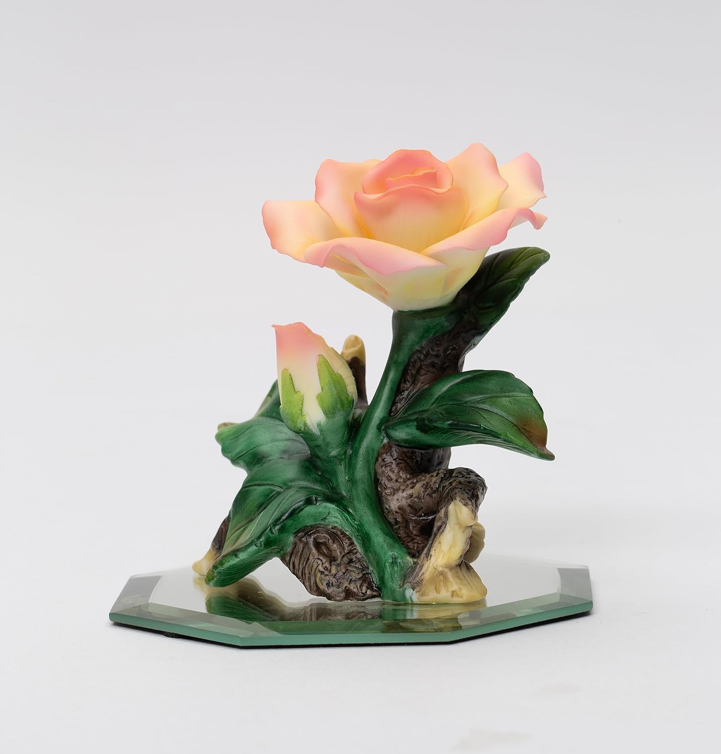 Ceramic Peace Rose Flower on Mirror Figurine Home Décor Gift for Her Gift for Mom Kitchen Décor Farmhouse Décor Vintage