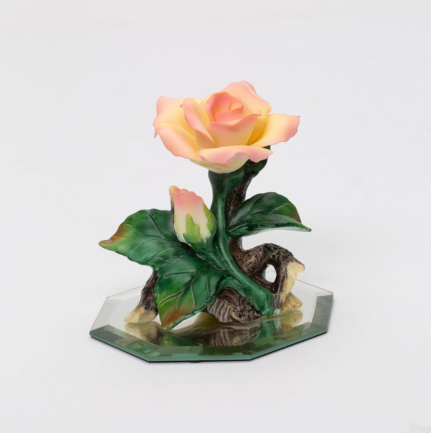 Ceramic Peace Rose Flower on Mirror Figurine Home Décor Gift for Her Gift for Mom Kitchen Décor Farmhouse Décor Vintage