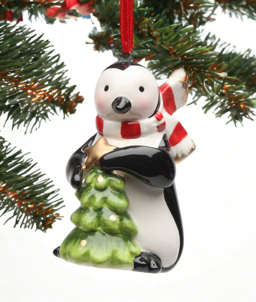 Ceramic Penguin Ornament With Christmas Tree Home Décor Gift for Her Gift for Mom Kitchen Décor Christmas Décor
