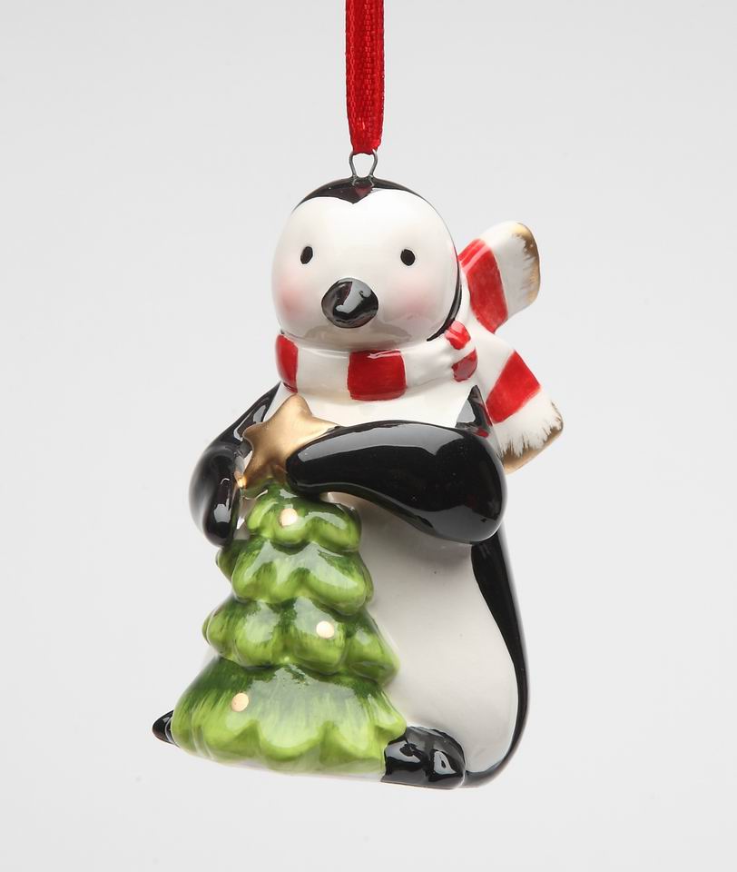 Ceramic Penguin Ornament With Christmas Tree Home Décor Gift for Her Gift for Mom Kitchen Décor Christmas Décor