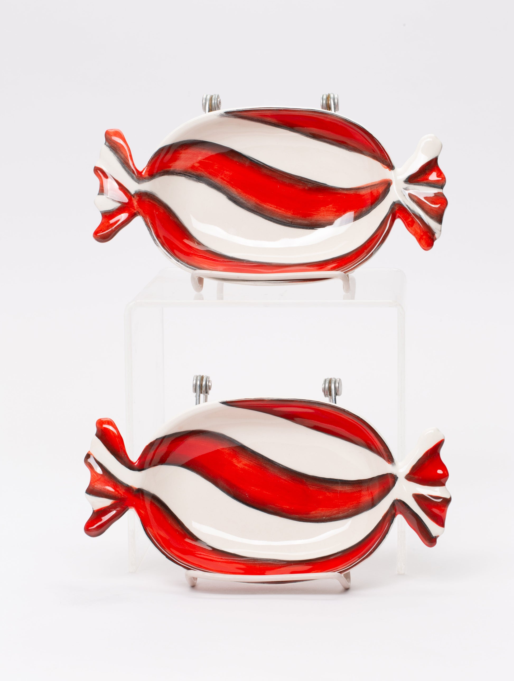 Ceramic Peppermint Dish Set/2 Home Décor Gift for Her Gift for Mom Kitchen Décor Christmas Décor - Candy Dish