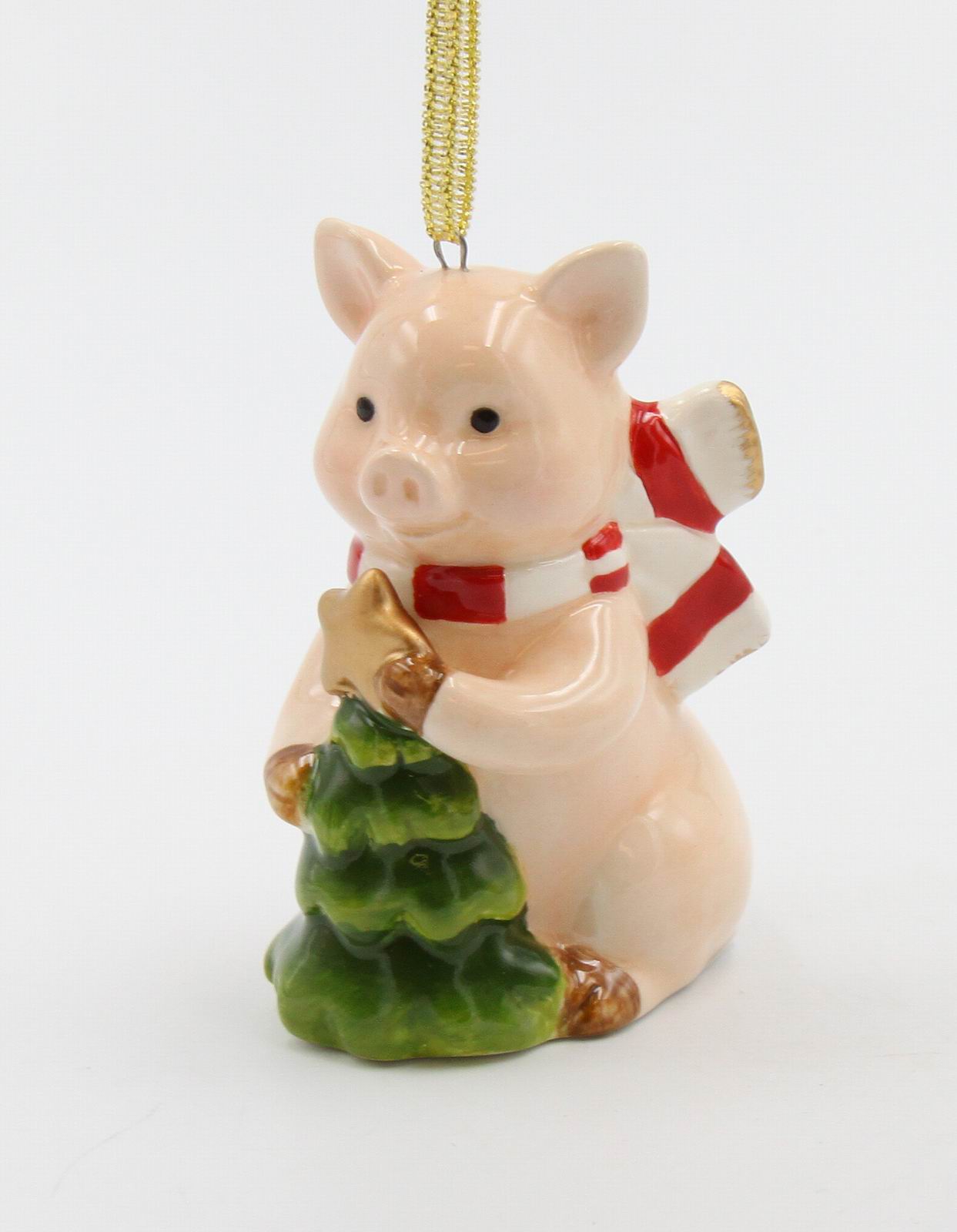 Ceramic Pig With Christmas Tree Tree Ornament Christmas Decor Farmhouse Decor Gift for Her - Ornament