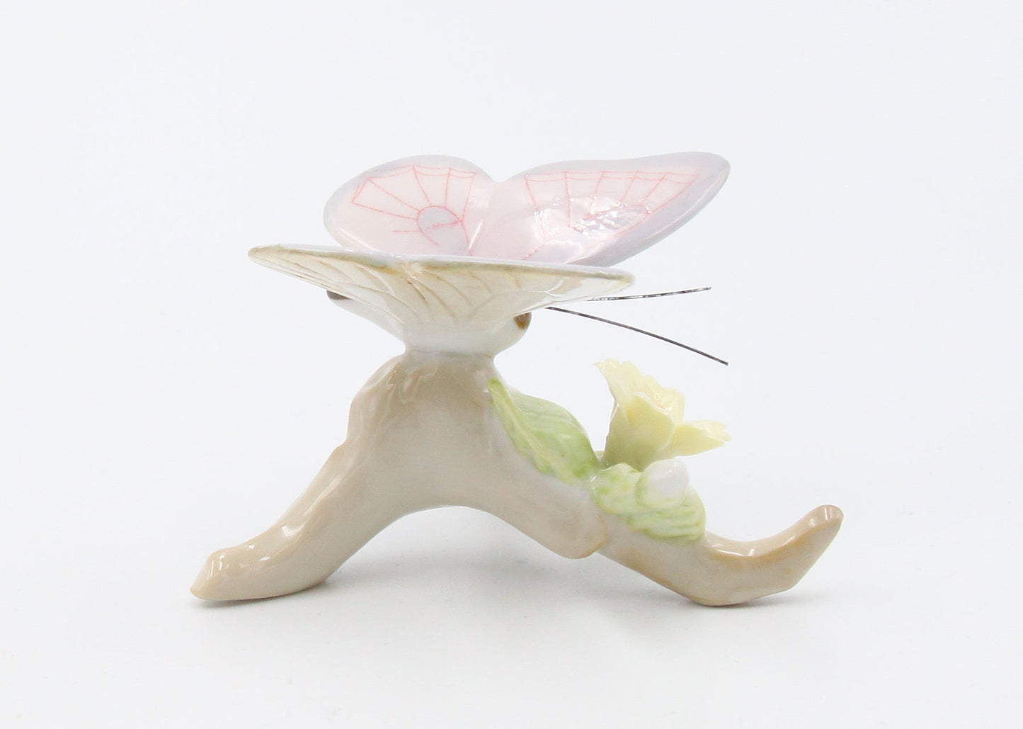 Ceramic Pink Butterfly with Flower Figurine Home Décor Gift for Her Gift for Mom Nature Lover Gift - Figurine