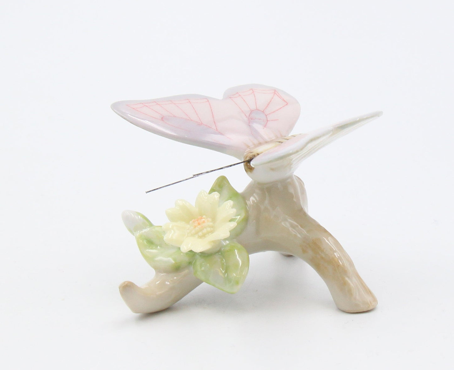 Ceramic Pink Butterfly with Flower Figurine Home Décor Gift for Her Gift for Mom Nature Lover Gift - Figurine