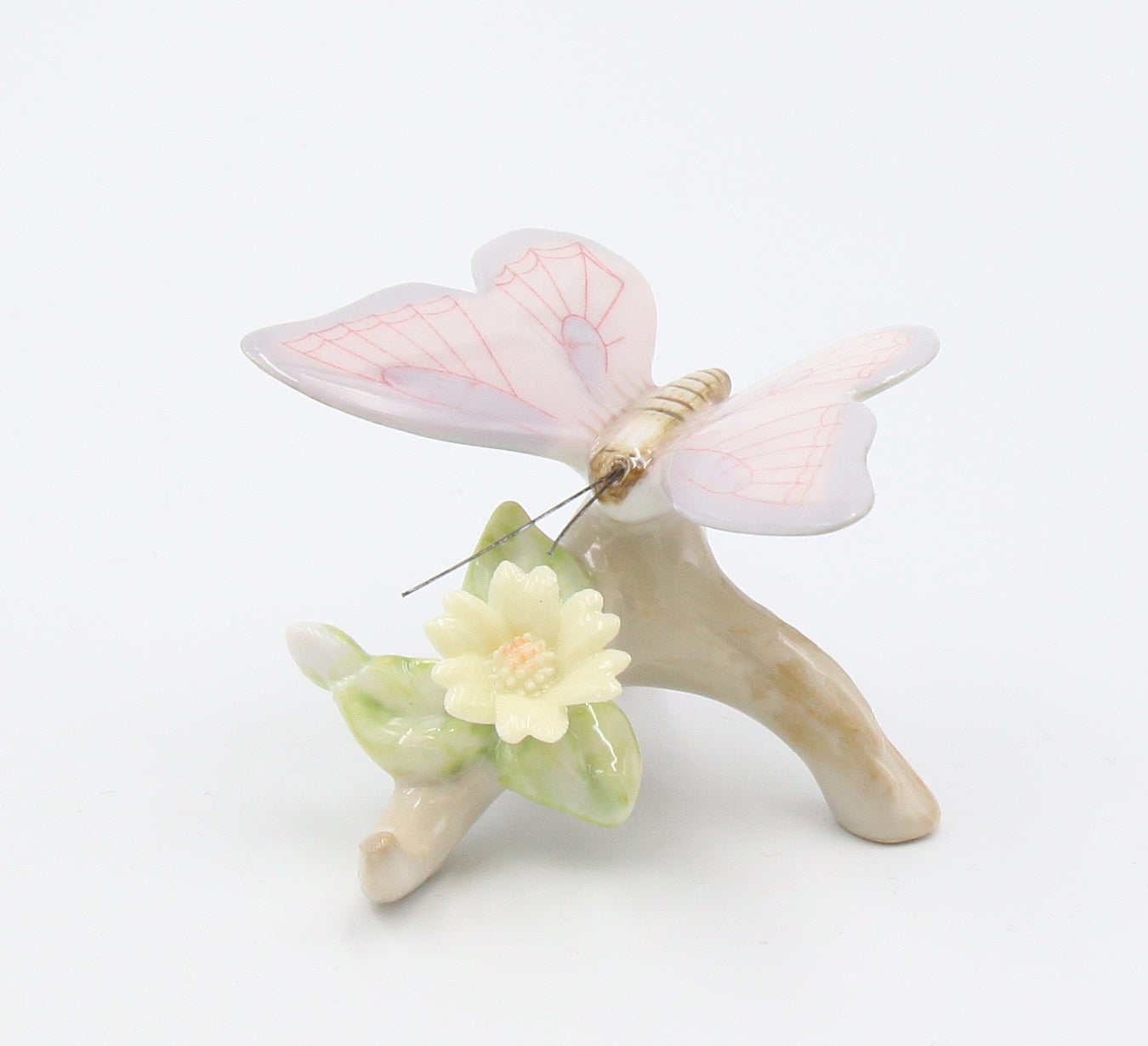 Ceramic Pink Butterfly with Flower Figurine Home Décor Gift for Her Gift for Mom Nature Lover Gift - Figurine