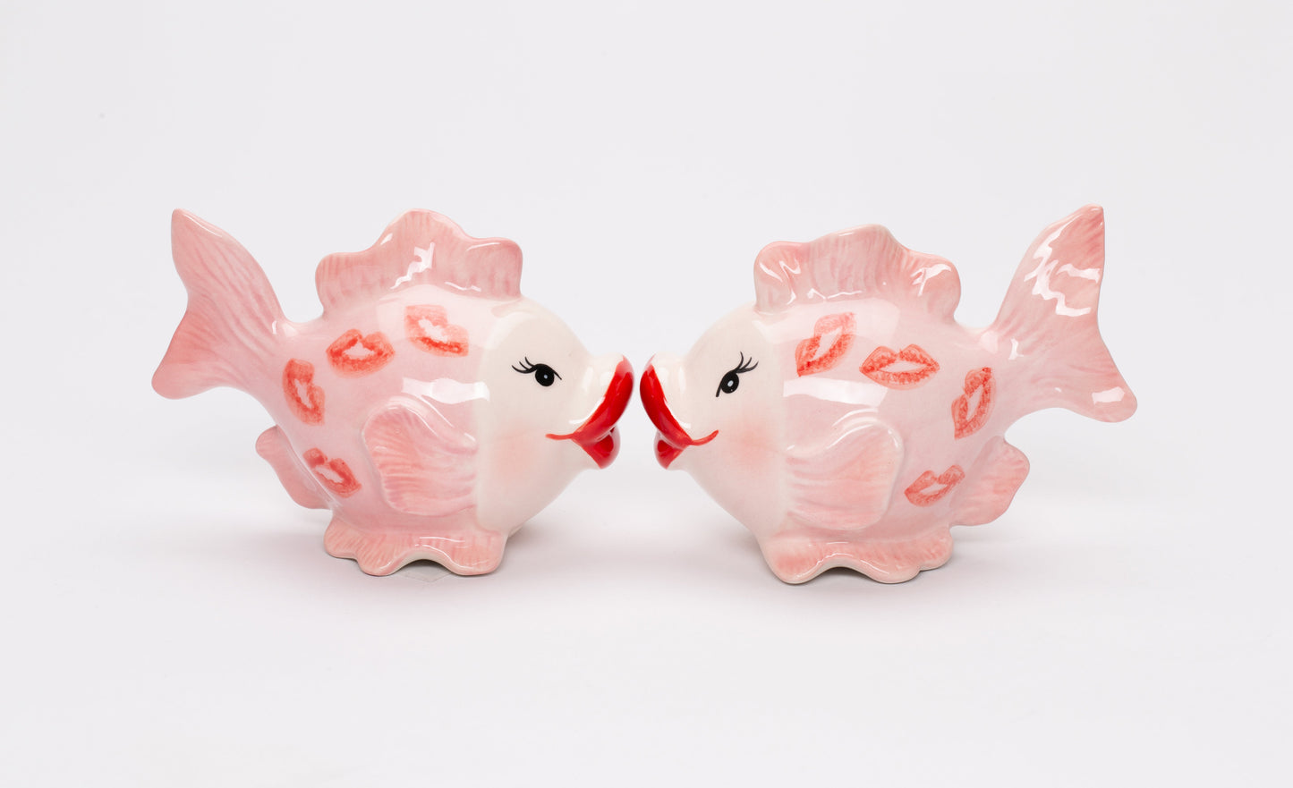 Ceramic Pink Fish with Kiss Marks Salt and Pepper Home Décor Gift for Her Mom Kitchen Décor Valentine’s Day Décor