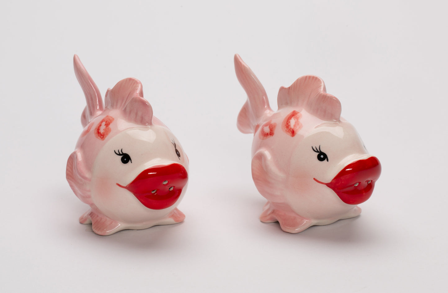 Ceramic Pink Fish with Kiss Marks Salt and Pepper Home Décor Gift for Her Mom Kitchen Décor Valentine’s Day Décor