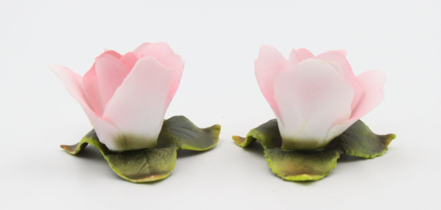 Ceramic Pink Rose Flowers with Buds Candle Holders - Set of 2 Romantic Decor Garden Decor Vintage Decor Gift for Mom