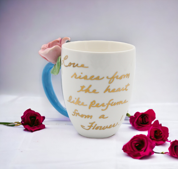 Ceramic Pink Rose Mug Home Décor Gift for Her Gift for Mom Kitchen Décor Valentine’s Day Décor Romantic Décor - Mugs