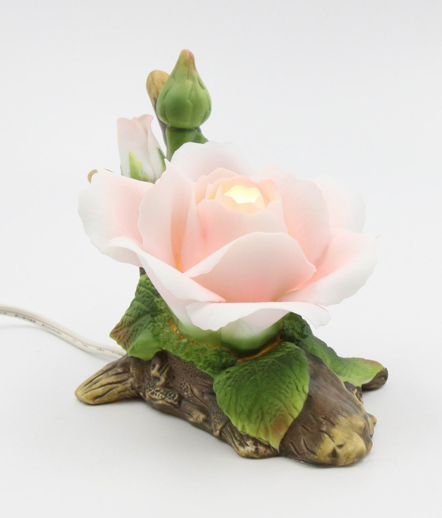 Ceramic Pink Rose Nightlight Home Décor Gift for Her Gift for Mom Bedroom Décor Vintage Decor - Night Lights & Ambient
