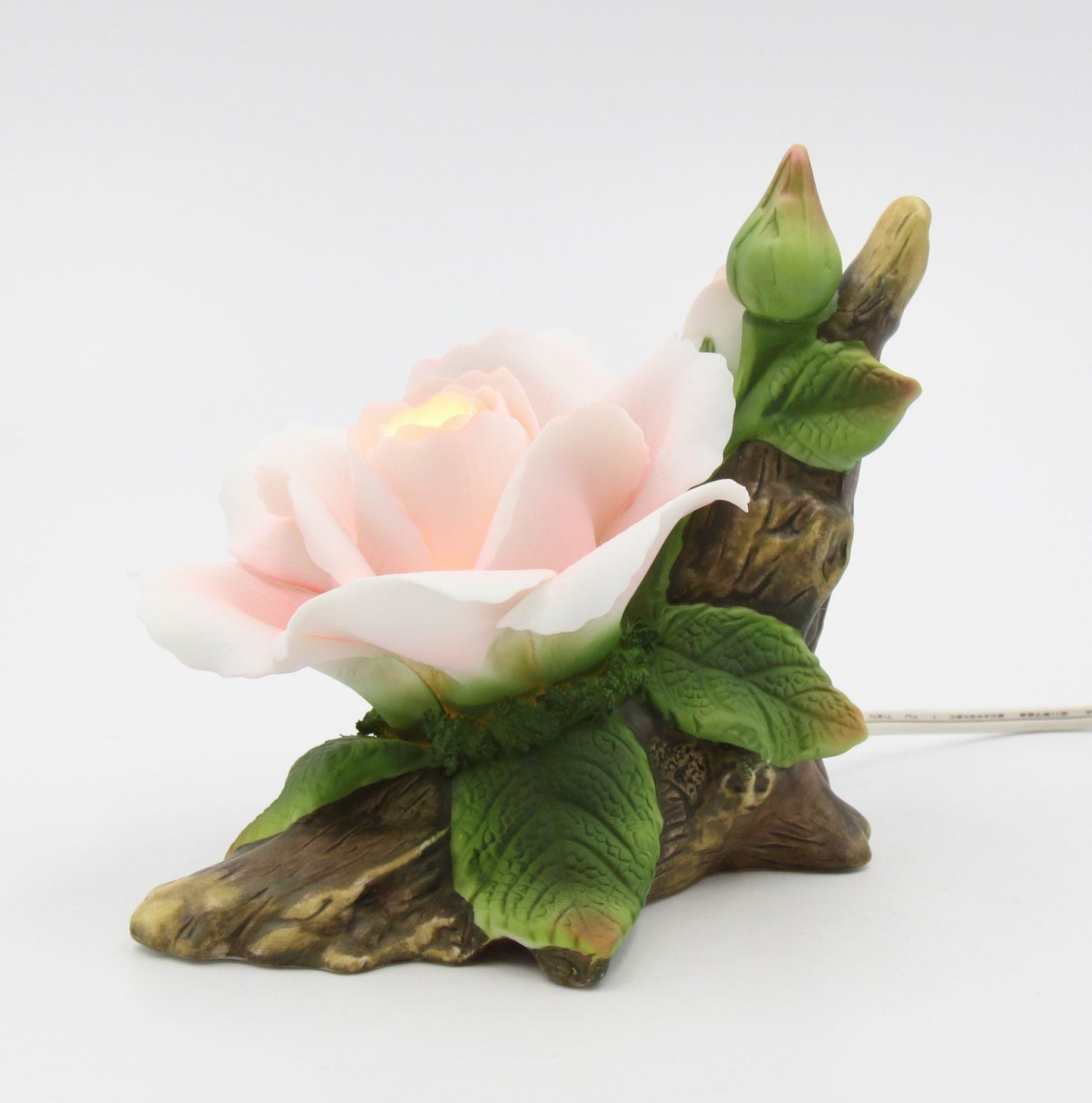 Ceramic Pink Rose Nightlight Home Décor Gift for Her Gift for Mom Bedroom Décor Vintage Decor - Night Lights & Ambient