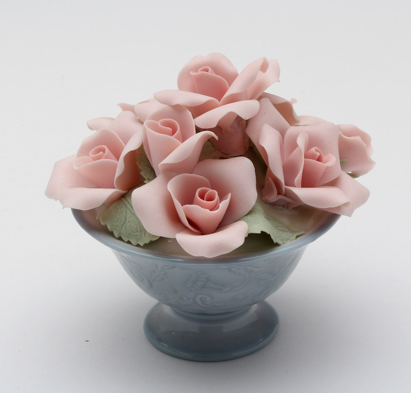 Ceramic Pink Rose Pot Figurine Home Décor Gift for Her Gift for Mom Spring Décor Wedding Decor - Figurine