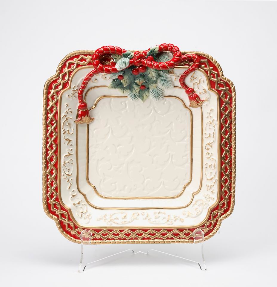 Ceramic Poinsettia Dessert Plate Home Décor Gift for Her Gift for Mom Kitchen Décor Christmas Décor - Plates