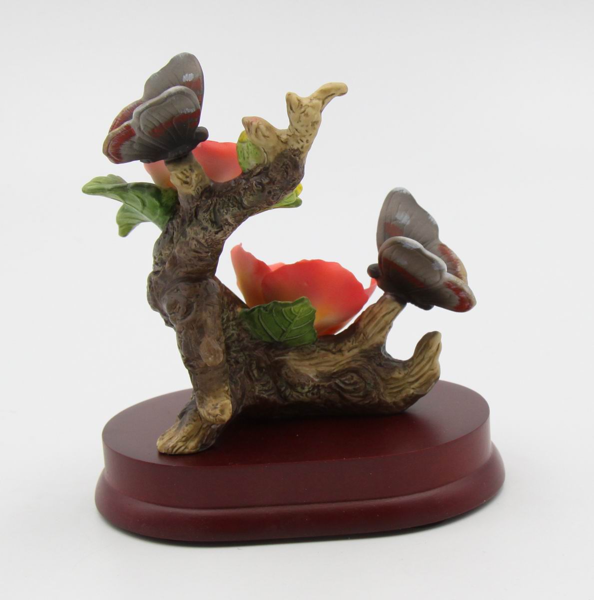 Ceramic Poppy Flowers with Butterfly Figurine Home Décor Gift for Her Gift for Mom Nature Lover Gift - Figurine