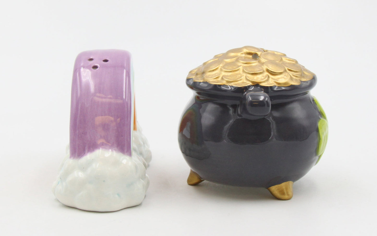 Ceramic Pot of Gold and Rainbow Salt and Pepper Shakers Home Décor Gift for Her or Mom Kitchen Décor Irish Saint
