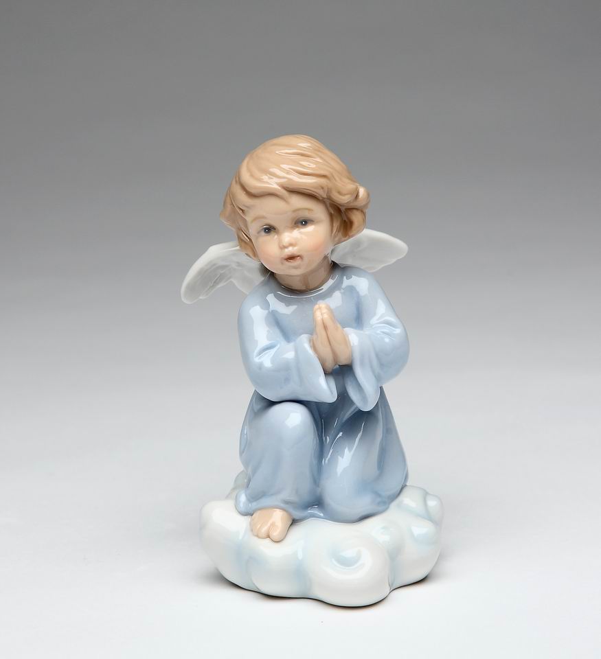 Ceramic Praying Angel on Cloud Figurine Home Décor Religious Décor Religious Gift Church Décor Baptism Gift - Figurine