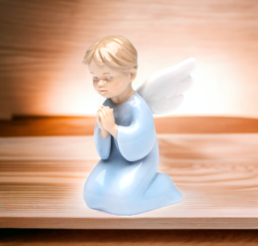 Ceramic Praying Boy Angel with Wings Figurine Home Décor Religious Décor Religious Gift Church Décor Baptism Gift
