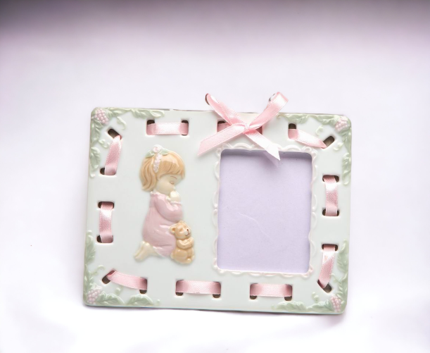 Ceramic Praying Girl Picture Frame Religious Décor Religious Gift Church Décor Church Gift Baptism Gift - Photo Frame